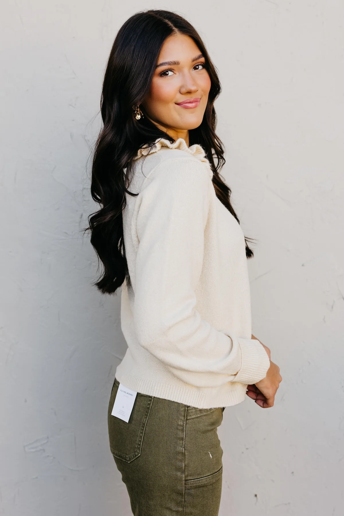 The Darla Ruffle Collar Sweater Cardigan - Image 9