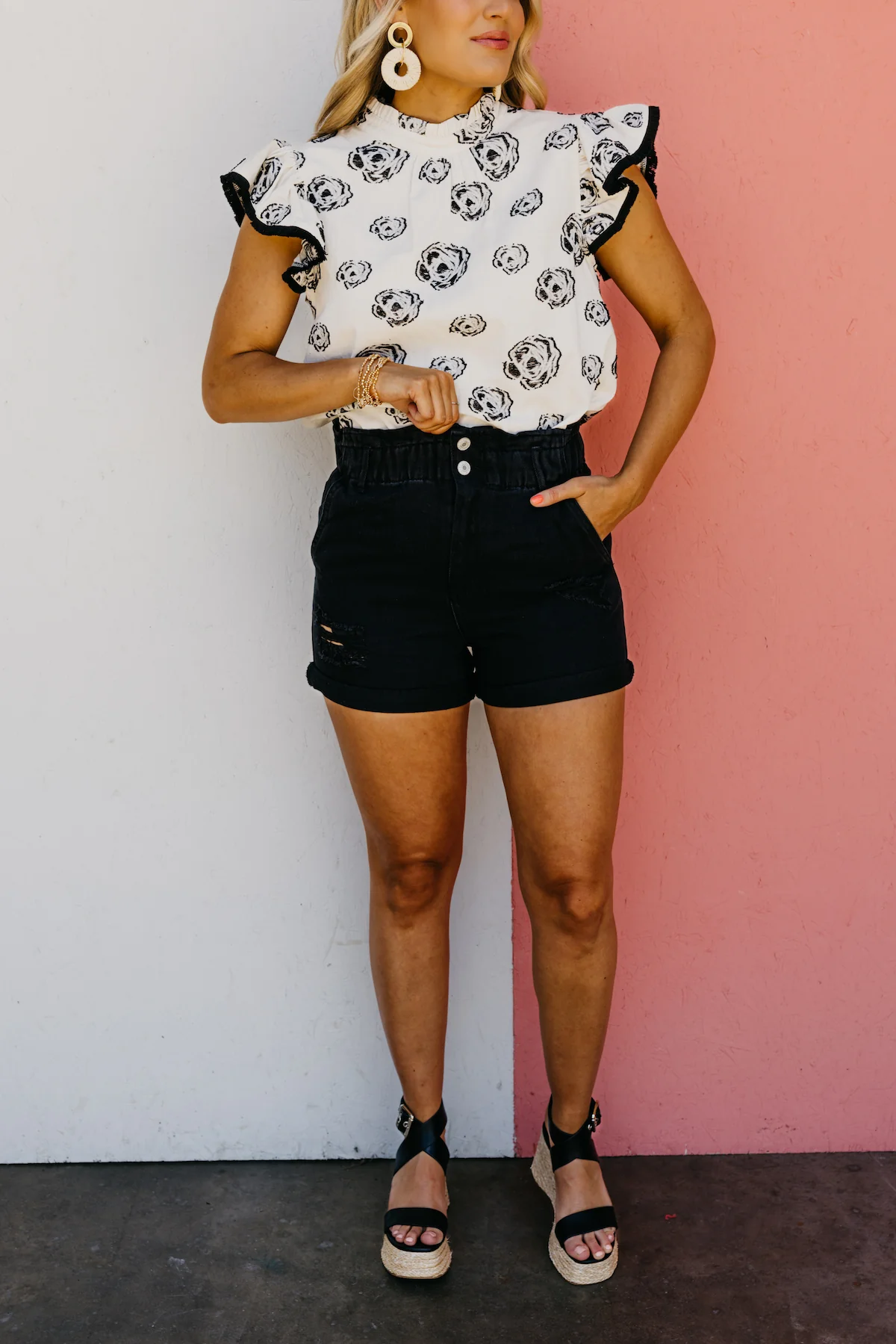 The Davina Distressed Cuff Shorts - Image 2
