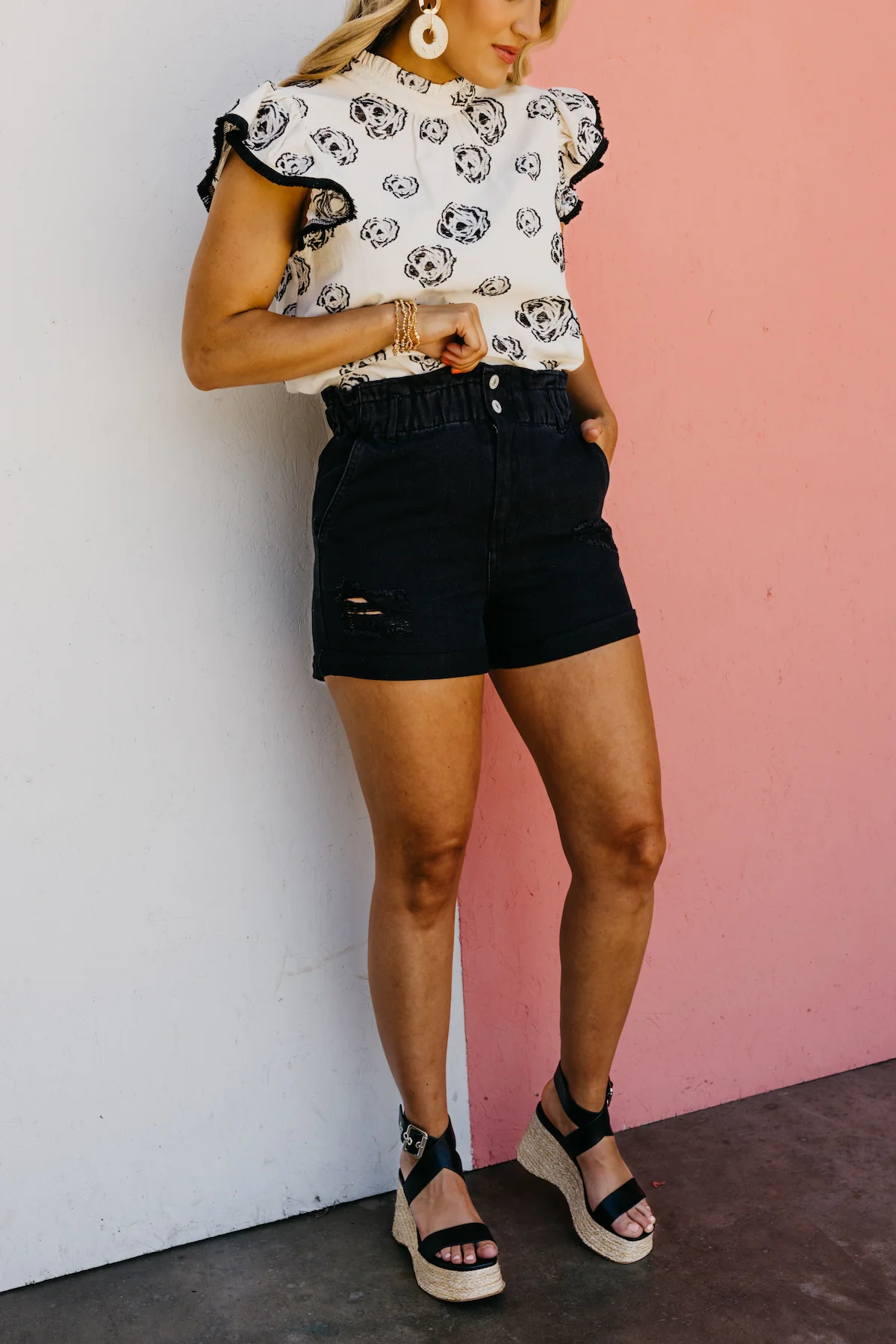 The Davina Distressed Cuff Shorts - Image 3