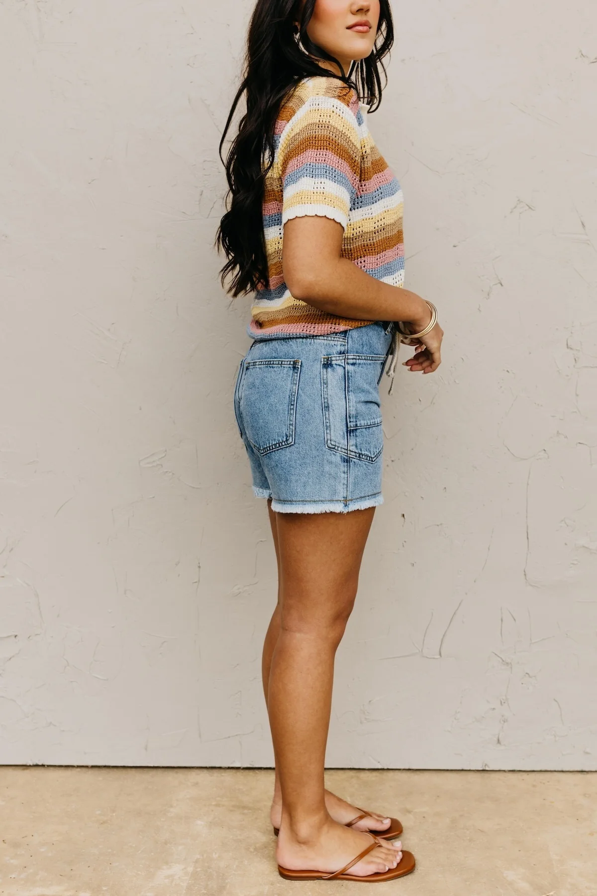 The Diana Raw Hem Drawcord Denim Shorts - Image 5