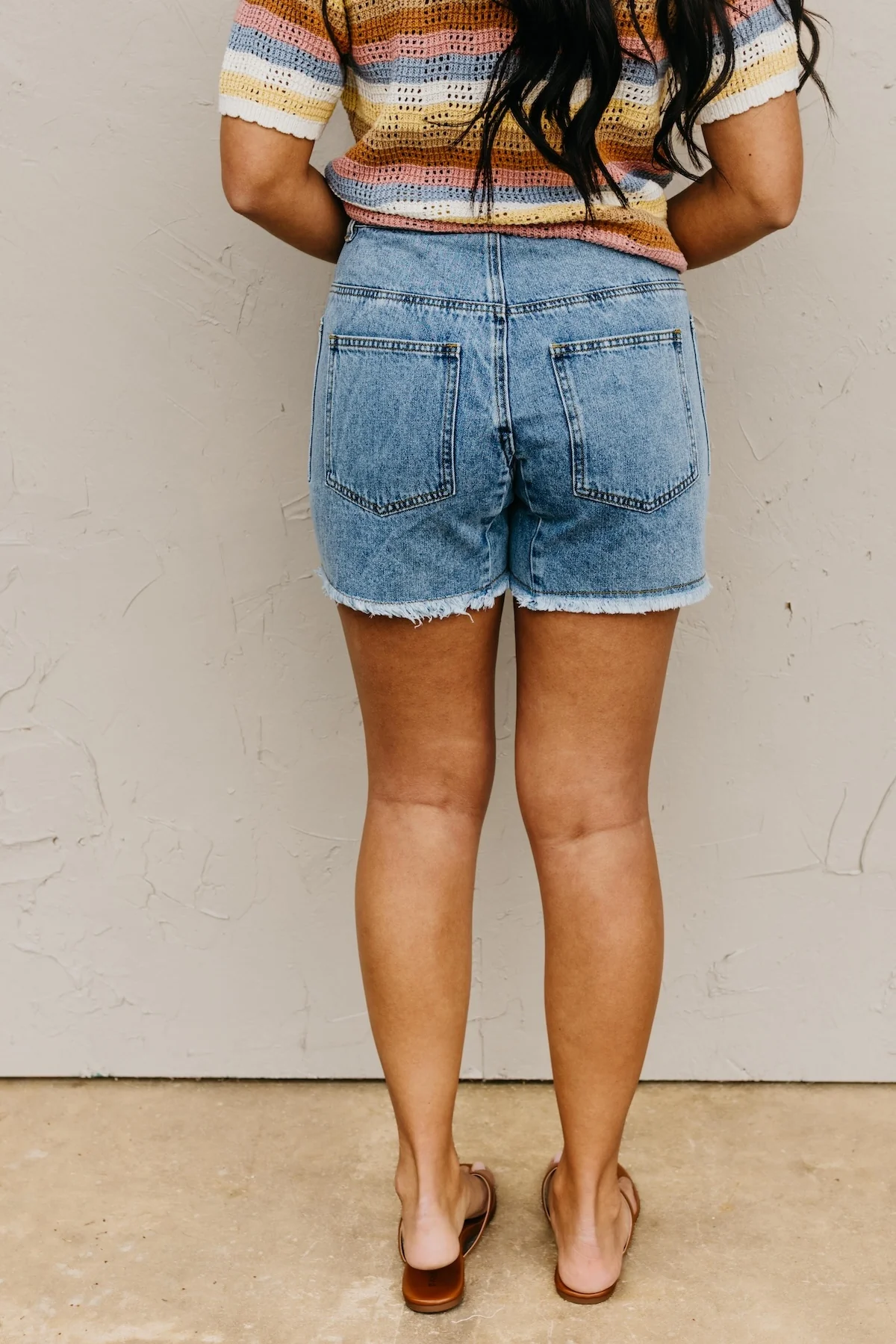 The Diana Raw Hem Drawcord Denim Shorts - Image 6