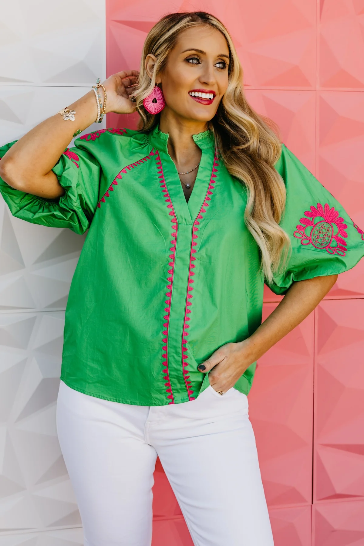 The Diego Embroidered Puff Sleeve Top - Image 12