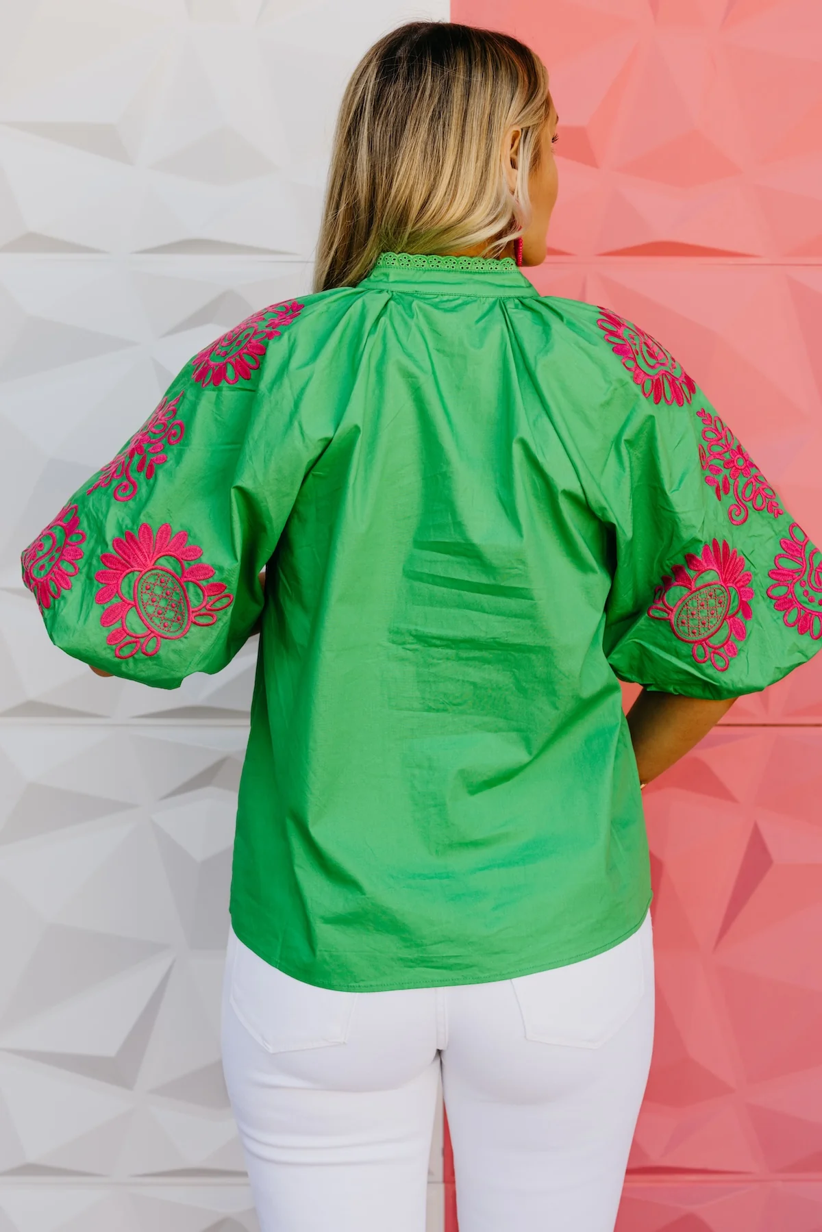 The Diego Embroidered Puff Sleeve Top - Image 15