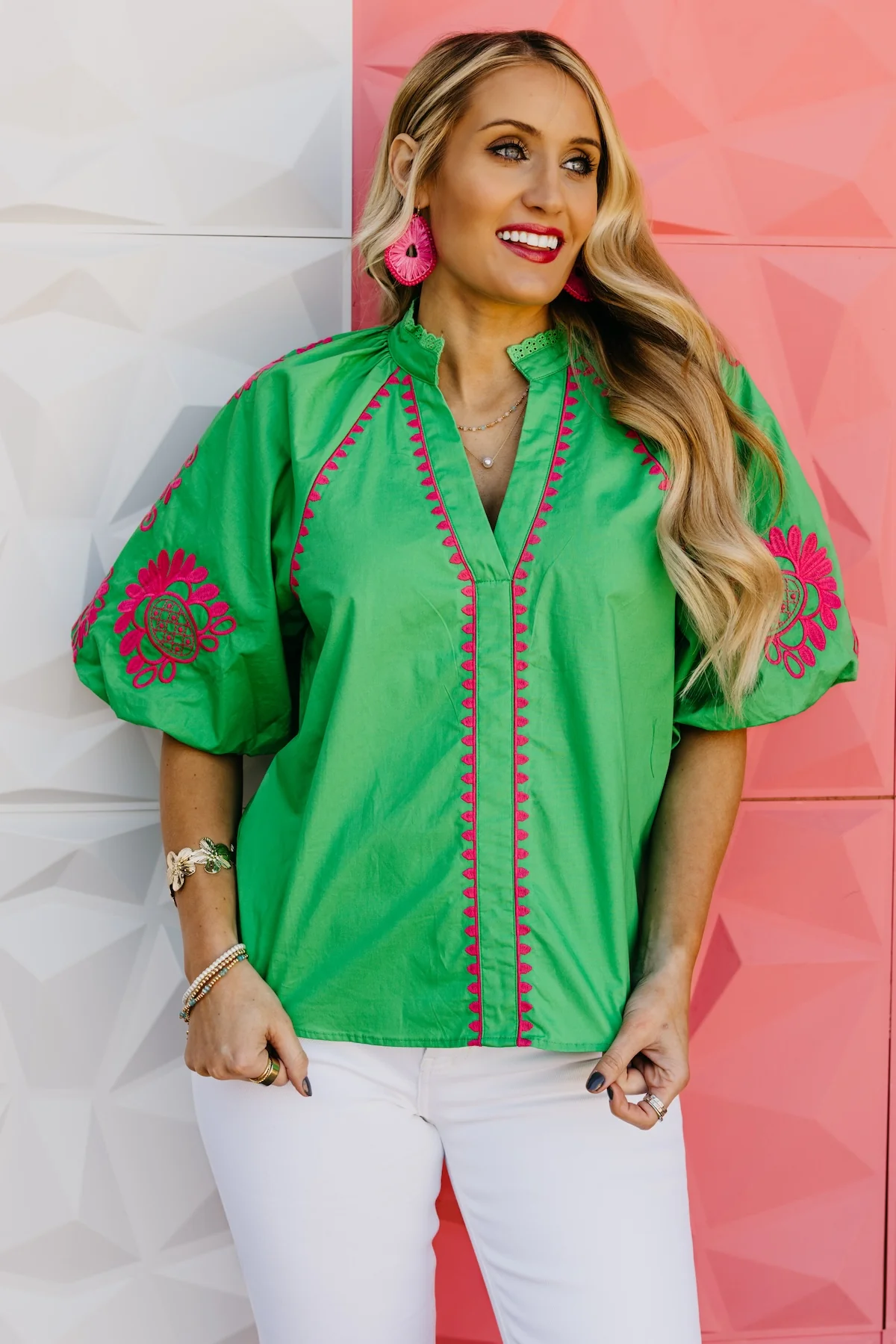 The Diego Embroidered Puff Sleeve Top - Image 7