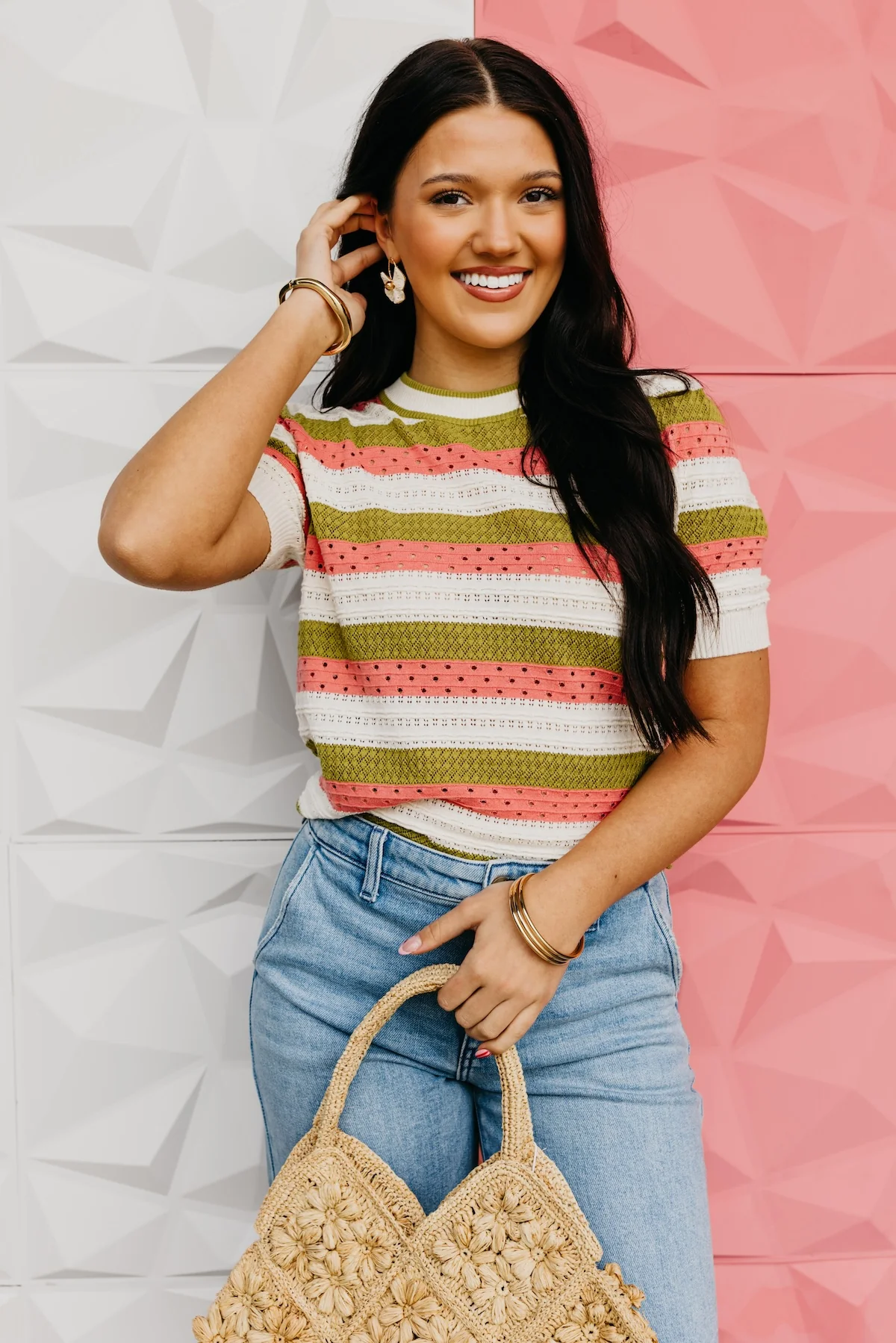 The Diego Striped Pointelle Sweater