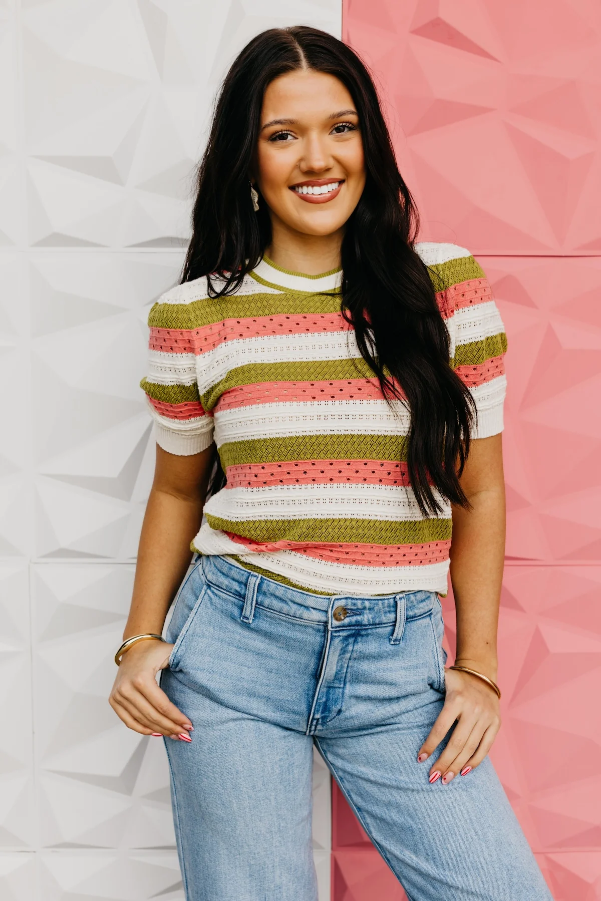 The Diego Striped Pointelle Sweater - Image 5