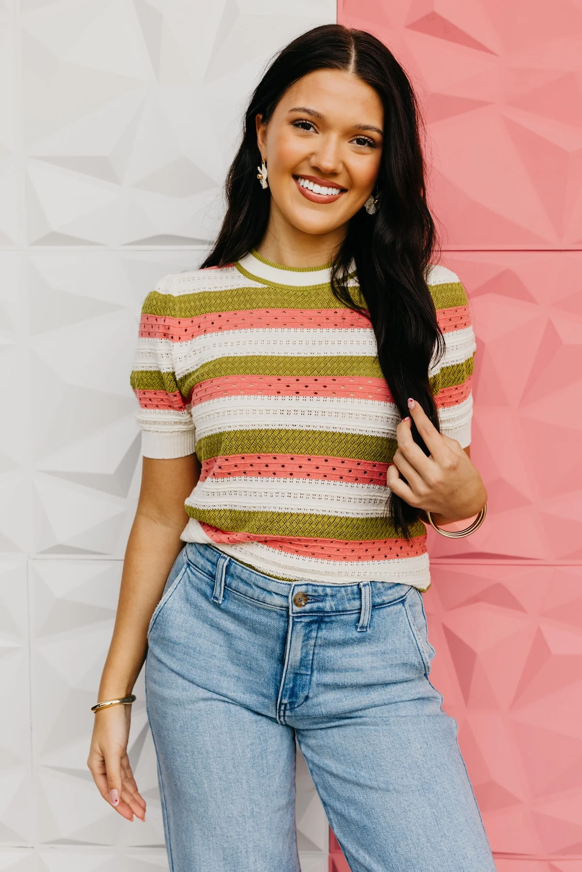 The Diego Striped Pointelle Sweater - Image 6