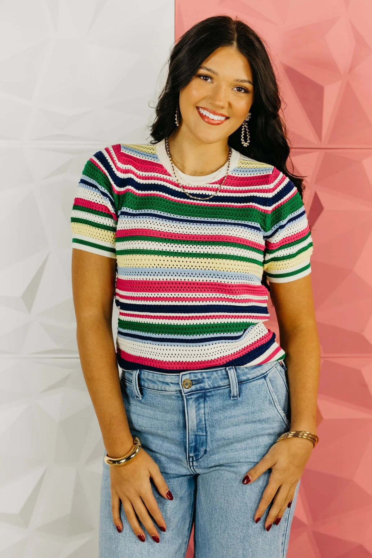 The Dominic Stripe Crochet Sweater Top - Image 15