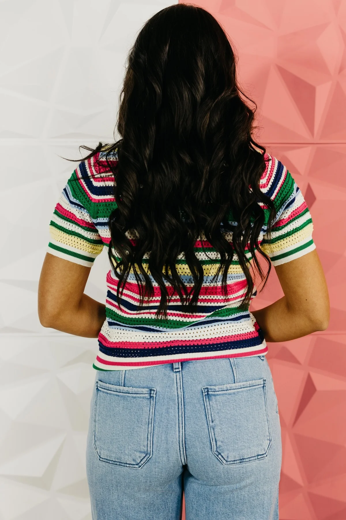The Dominic Stripe Crochet Sweater Top - Image 18