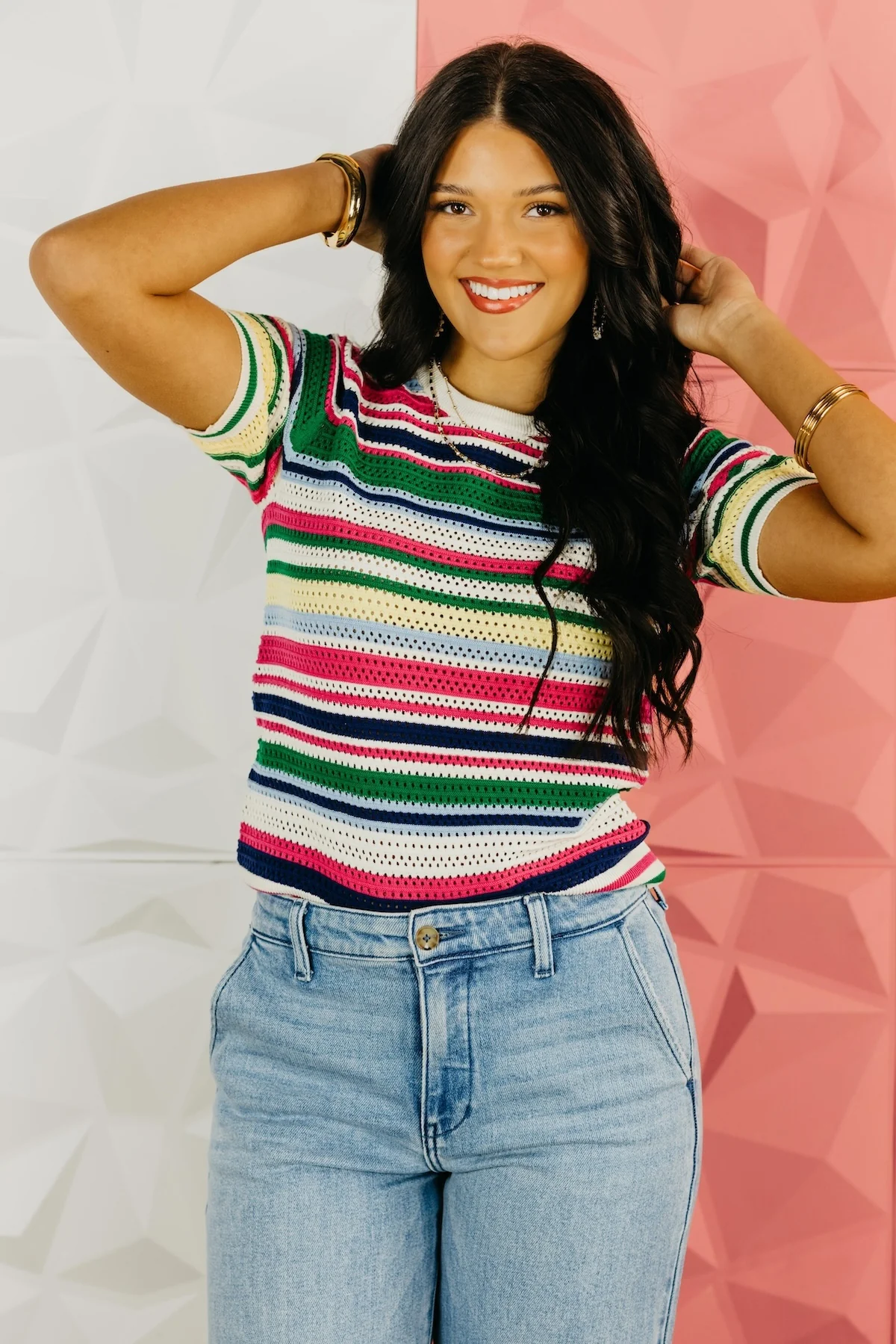 The Dominic Stripe Crochet Sweater Top - Image 6
