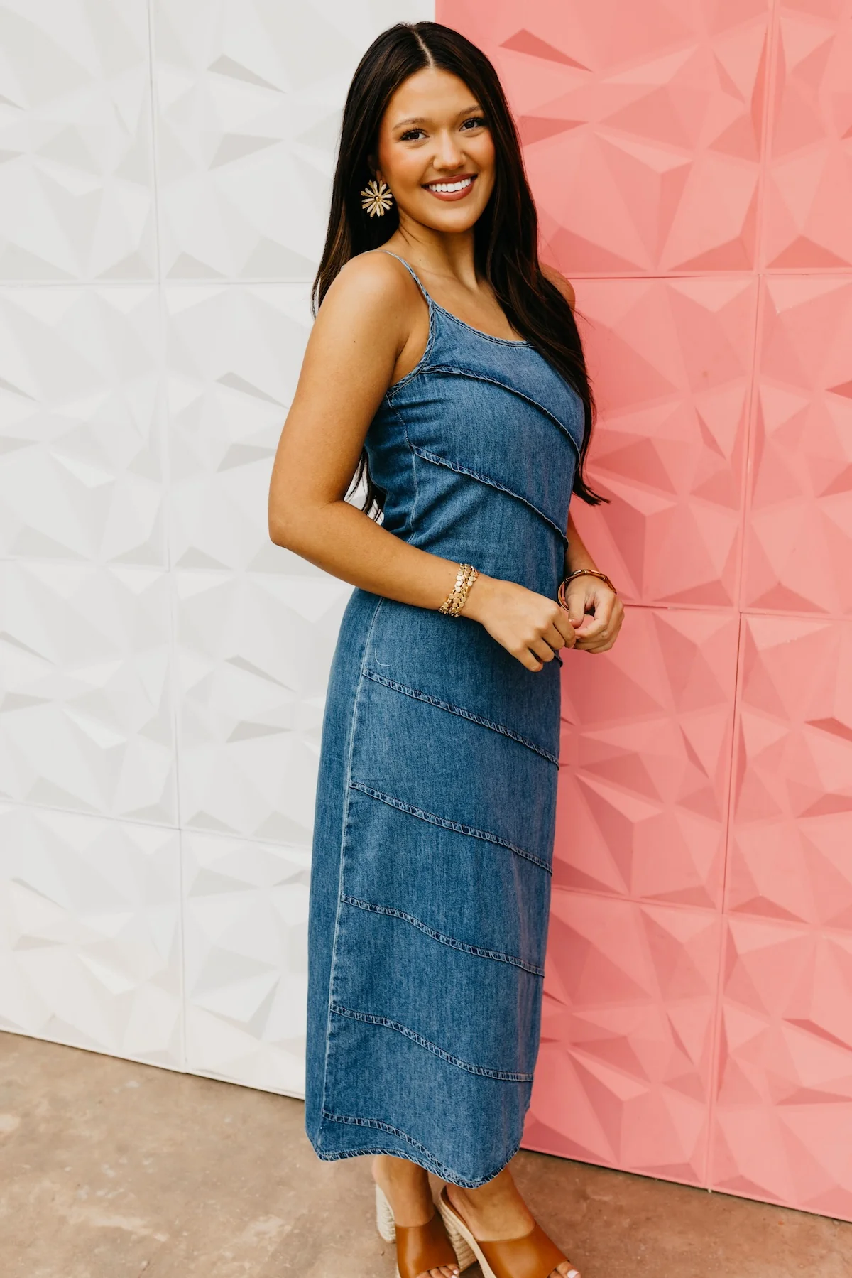 The Donovan Pintuck Denim Midi Dress - Image 4