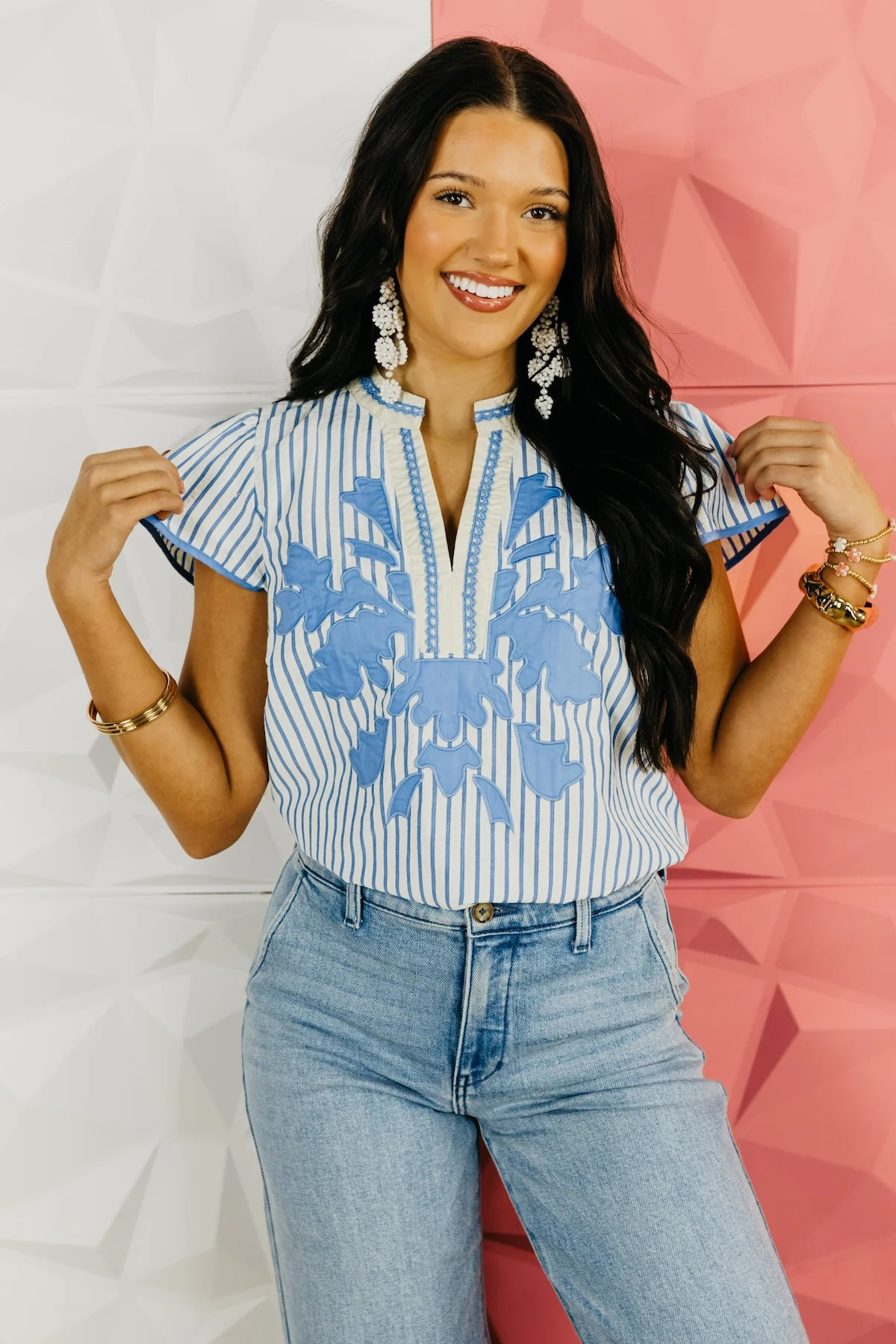The Eli Embroidered Contrast Top - Image 5
