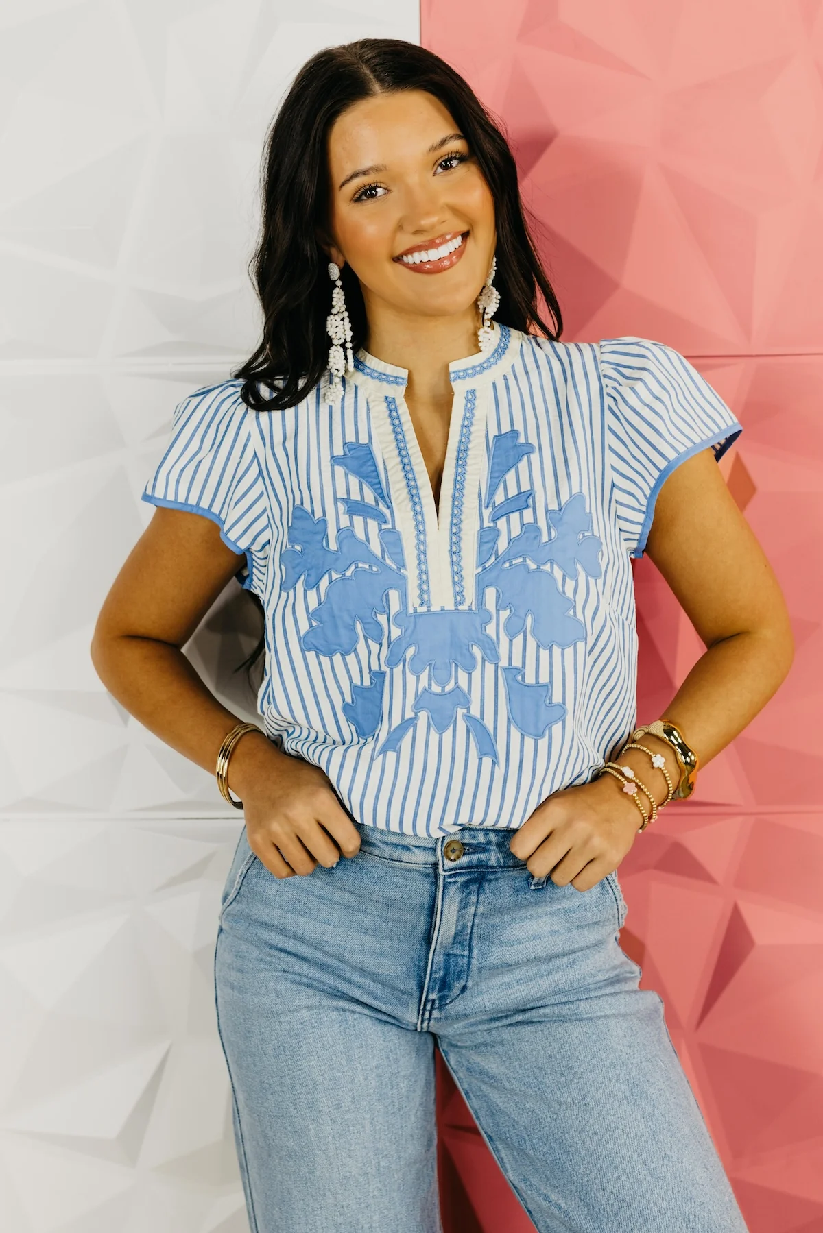 The Eli Embroidered Contrast Top - Image 6