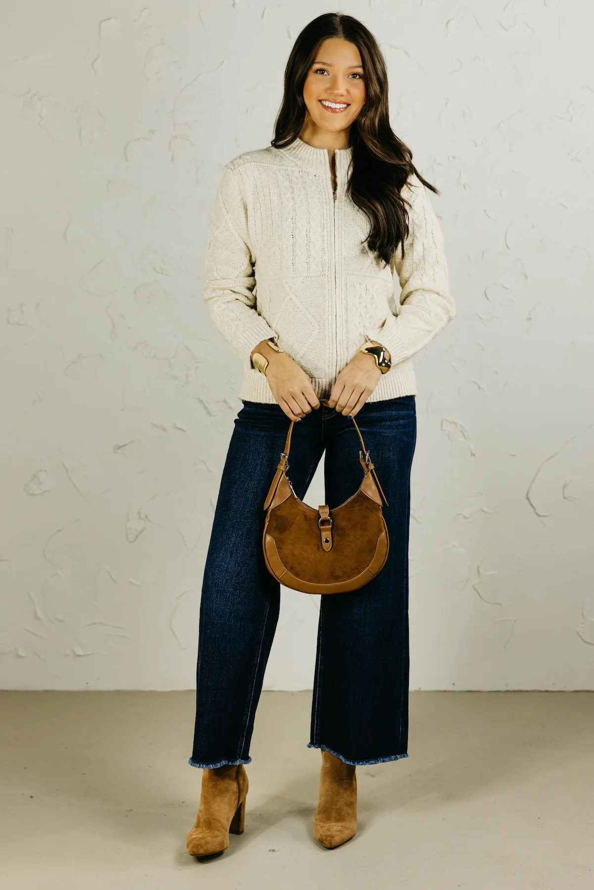The Ella Zippered Cable Knit Sweater - Image 2