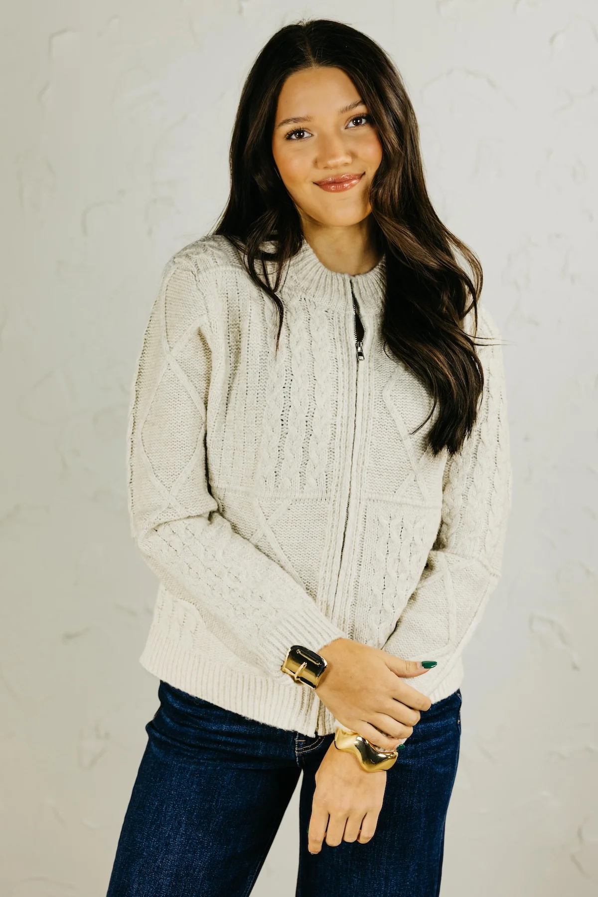 The Ella Zippered Cable Knit Sweater - Image 5