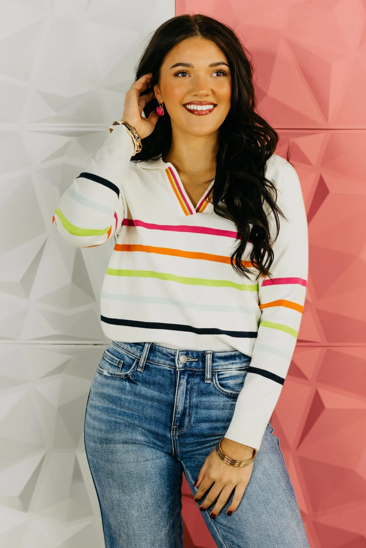 The Ellis Collared Striped Sweater - Image 3