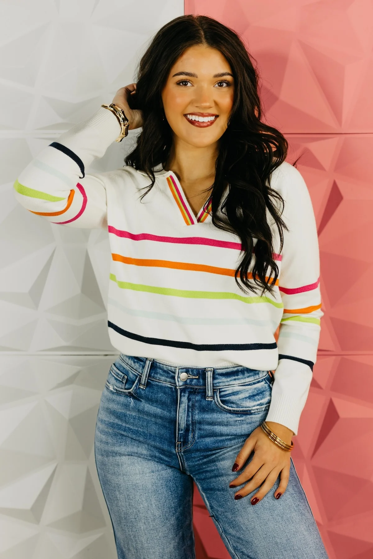 The Ellis Collared Striped Sweater - Image 4