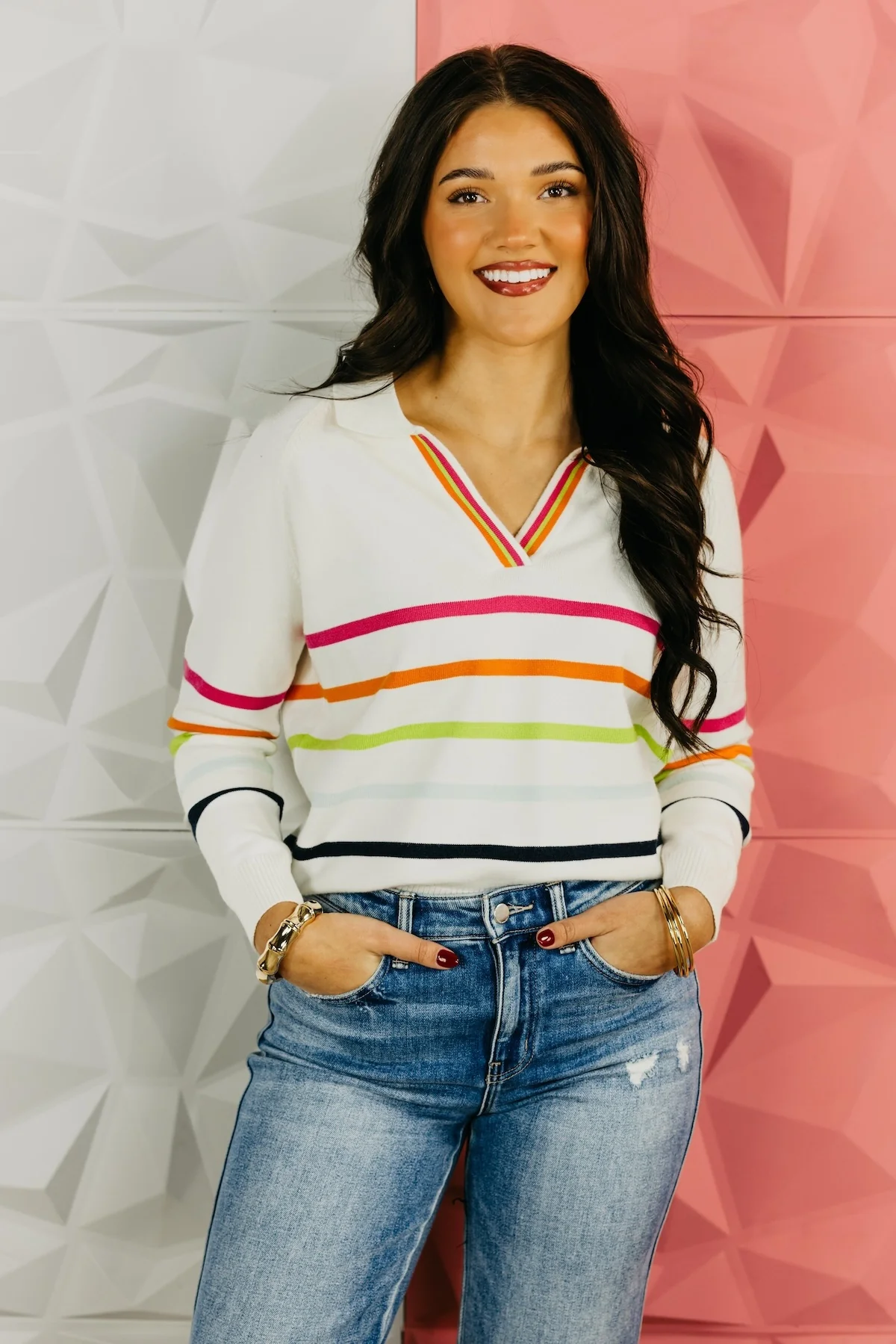The Ellis Collared Striped Sweater - Image 5