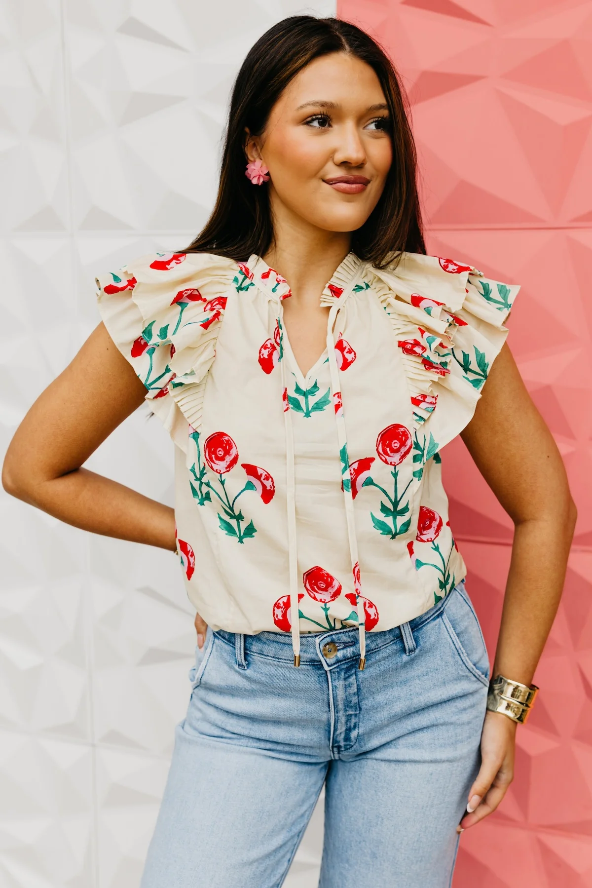 The Ellis Double Flutter Sleeve Blouse - Image 3