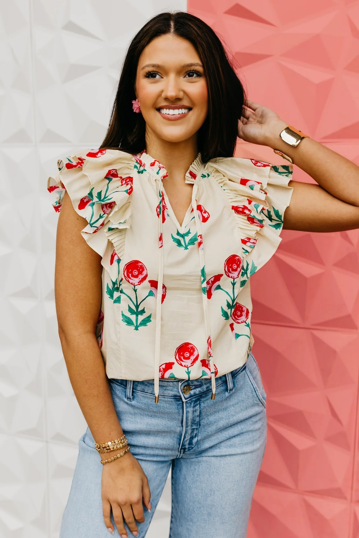 The Ellis Double Flutter Sleeve Blouse - Image 4