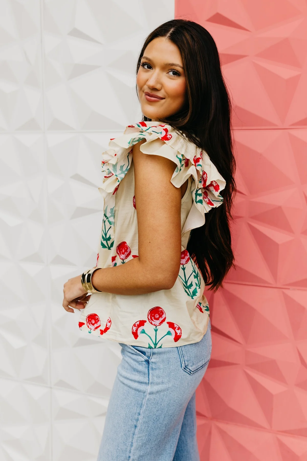 The Ellis Double Flutter Sleeve Blouse - Image 9