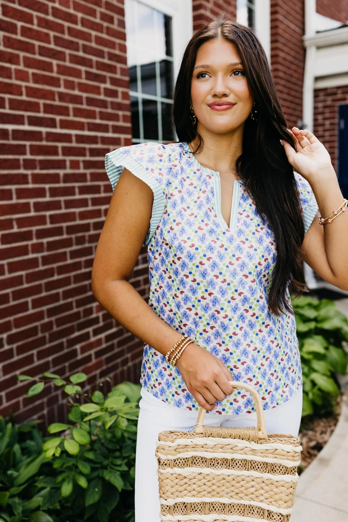 The Emely Floral Flutter Sleeve Blouse