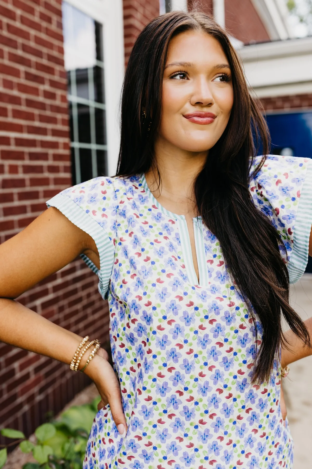 The Emely Floral Flutter Sleeve Blouse - Image 2