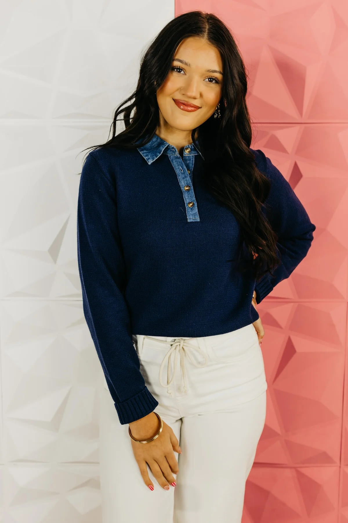 The Evan Chambray Contrast Sweater - Image 8