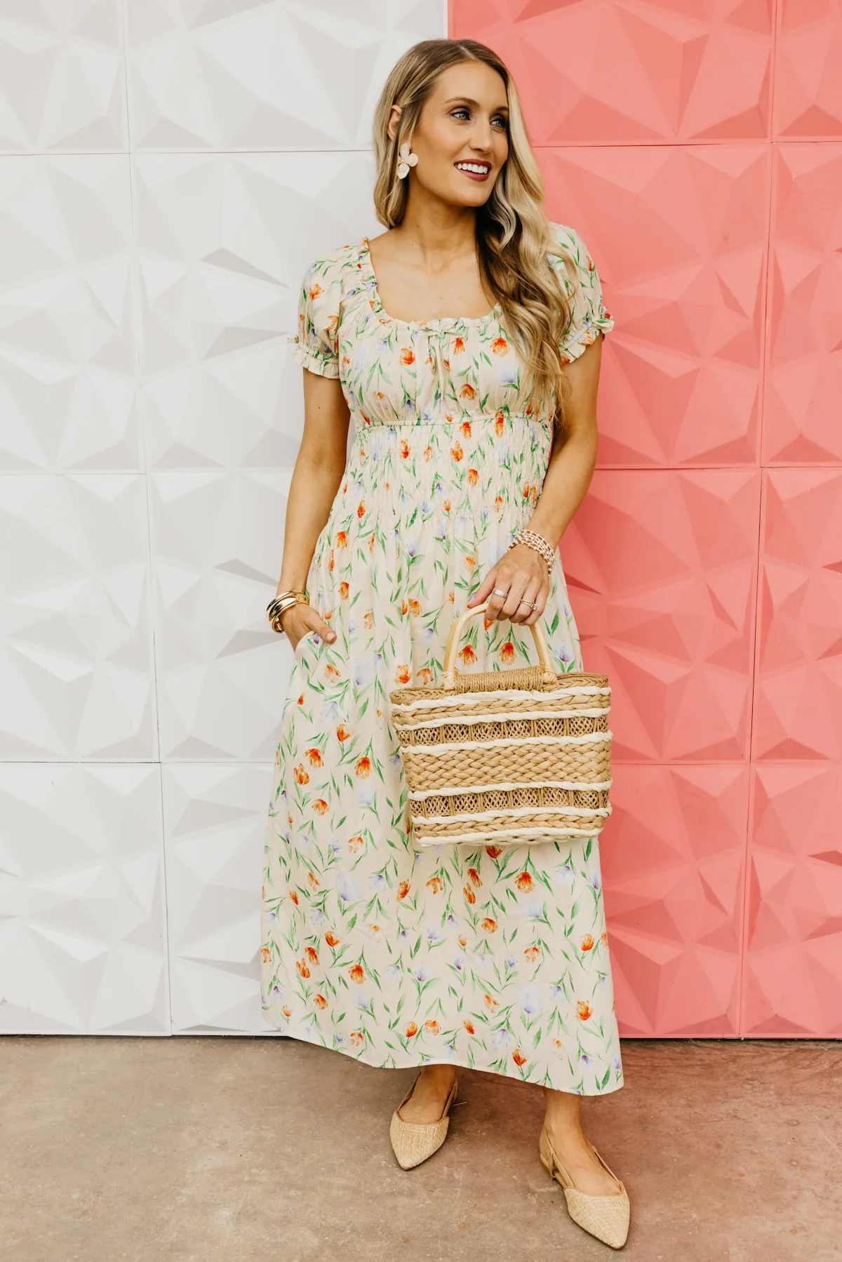 The Freya Smocked Waist Midi Dress - Image 7