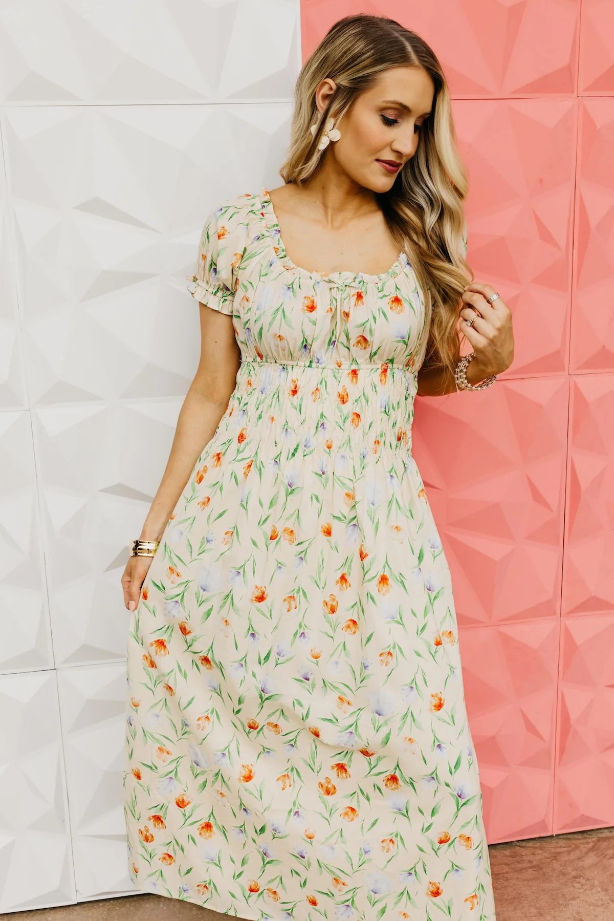 The Freya Smocked Waist Midi Dress - Image 8