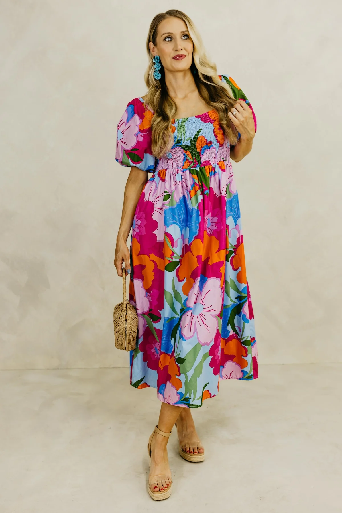 The Gage Floral Smocked Midi Dress - Image 4
