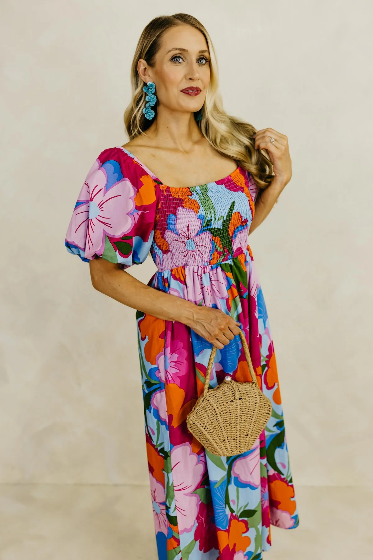 The Gage Floral Smocked Midi Dress - Image 6