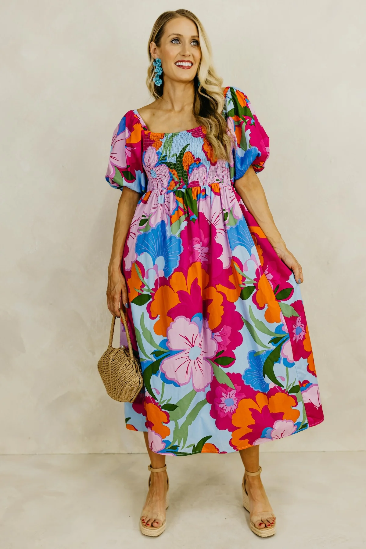 The Gage Floral Smocked Midi Dress - Image 9