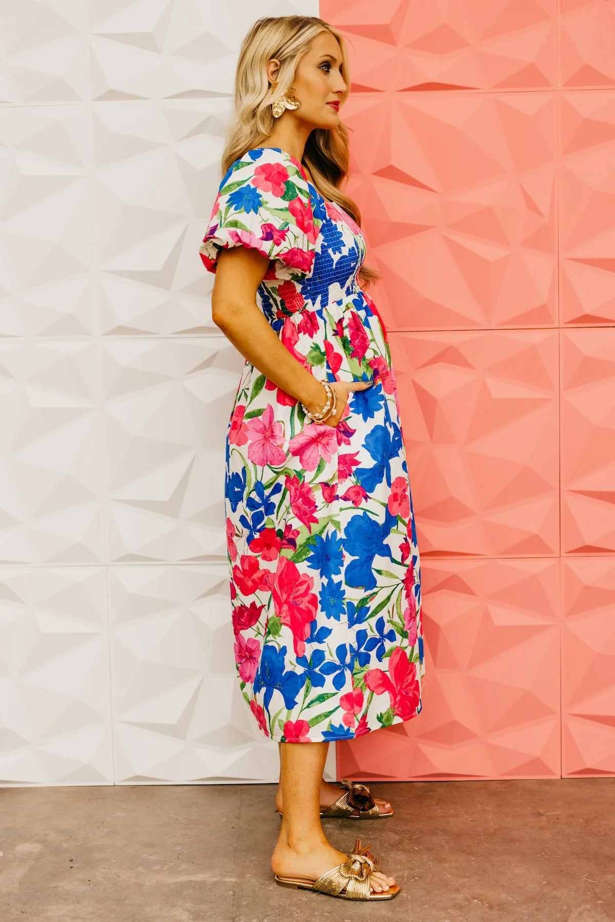 The Gage Floral Smocked Midi Dress - Image 14