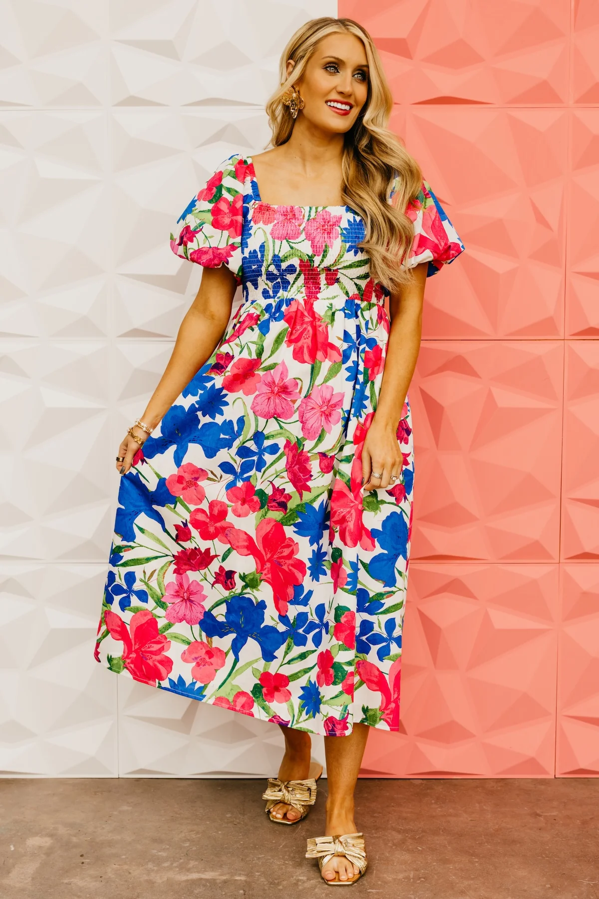 The Gage Floral Smocked Midi Dress - Image 8