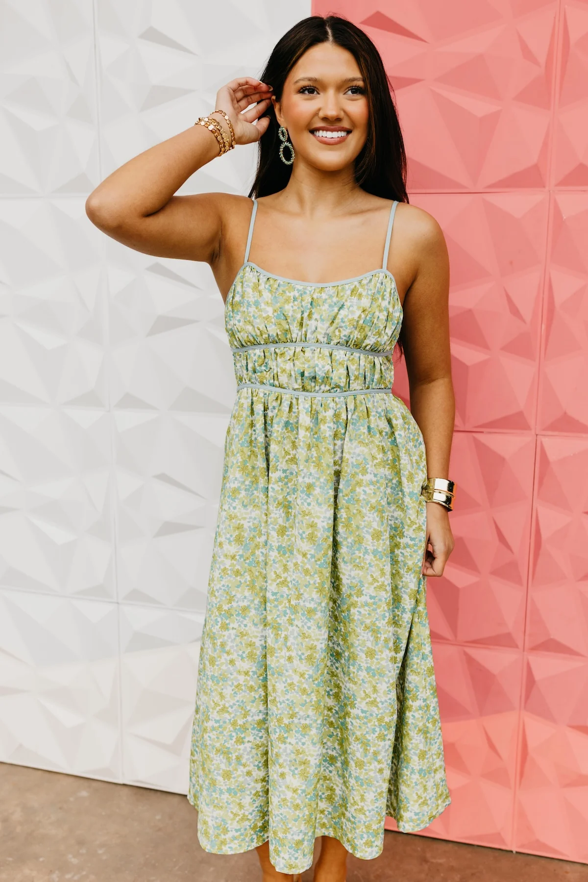 The Garrett Floral Smocked Midi Dress - Image 3
