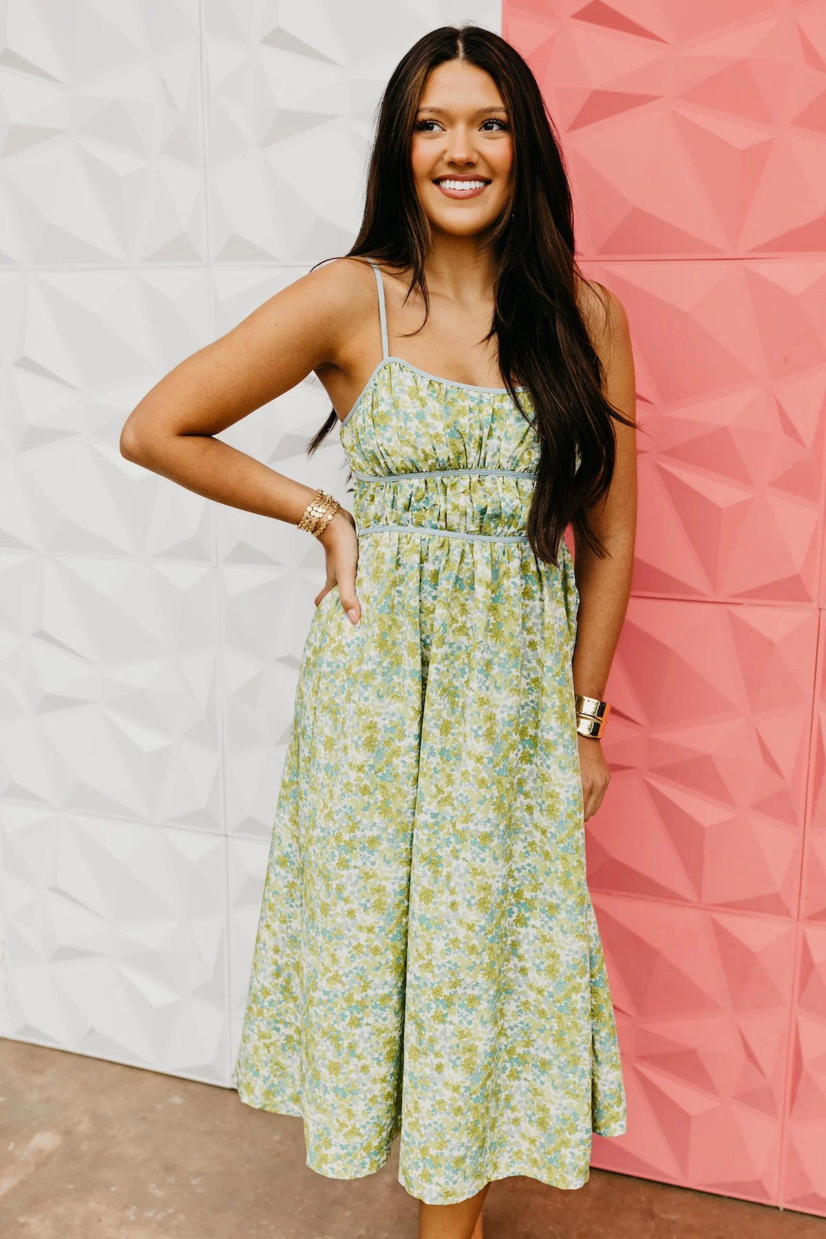 The Garrett Floral Smocked Midi Dress - Image 6