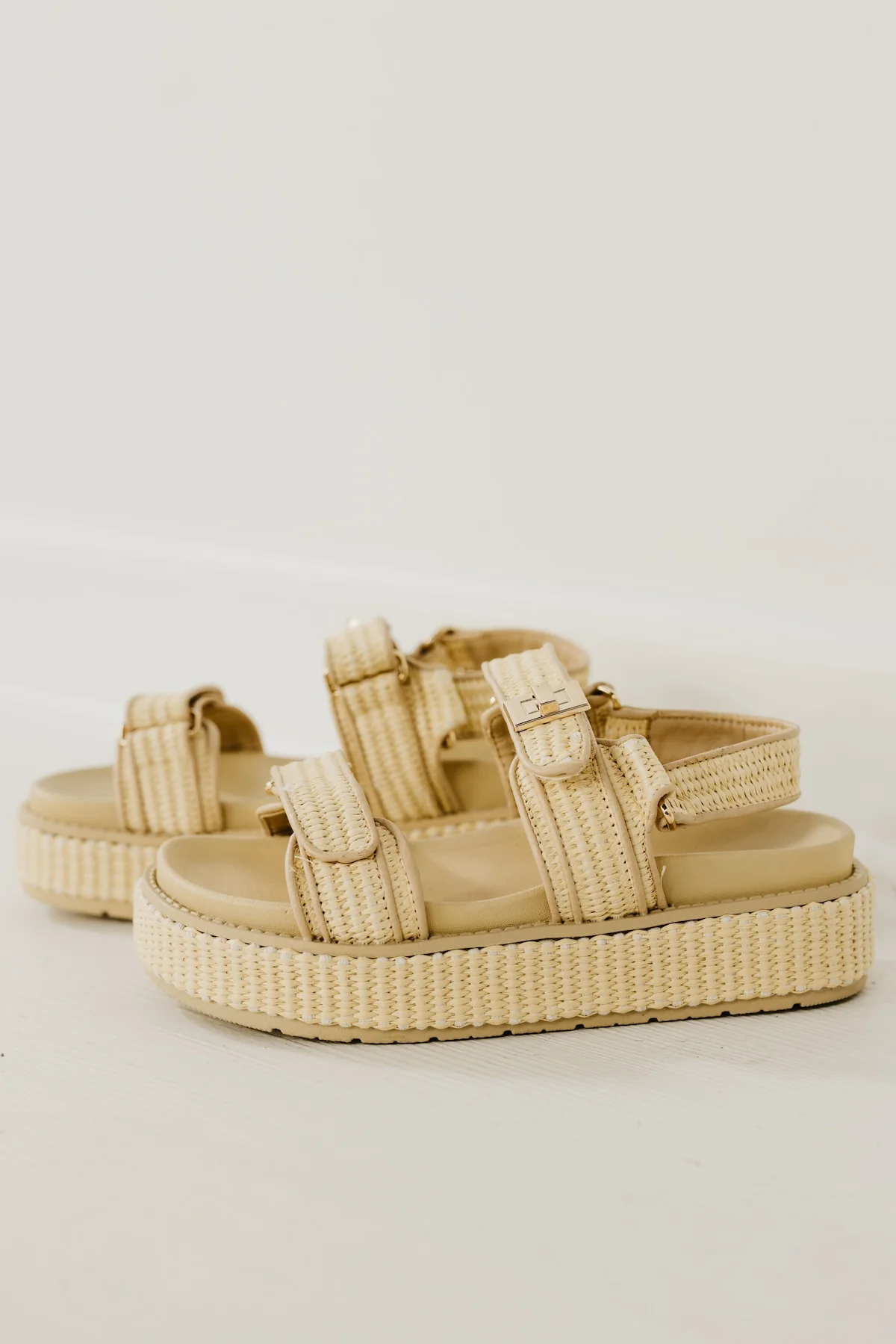 The Gogo Velcro Strap Raffia  Platform Sandal - Image 2