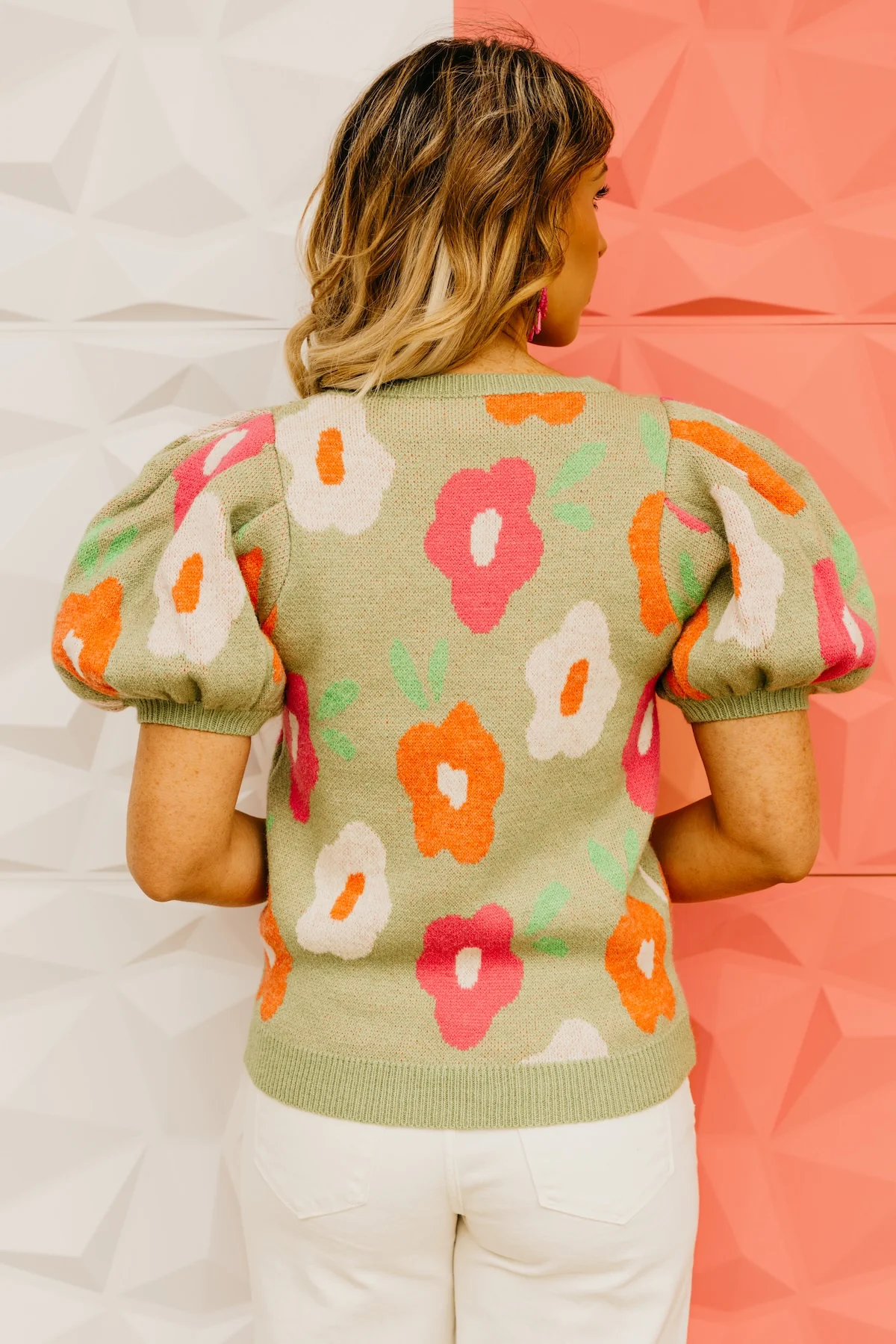 The Gracelyn Floral Puff Sleeve Sweater Top - Image 11