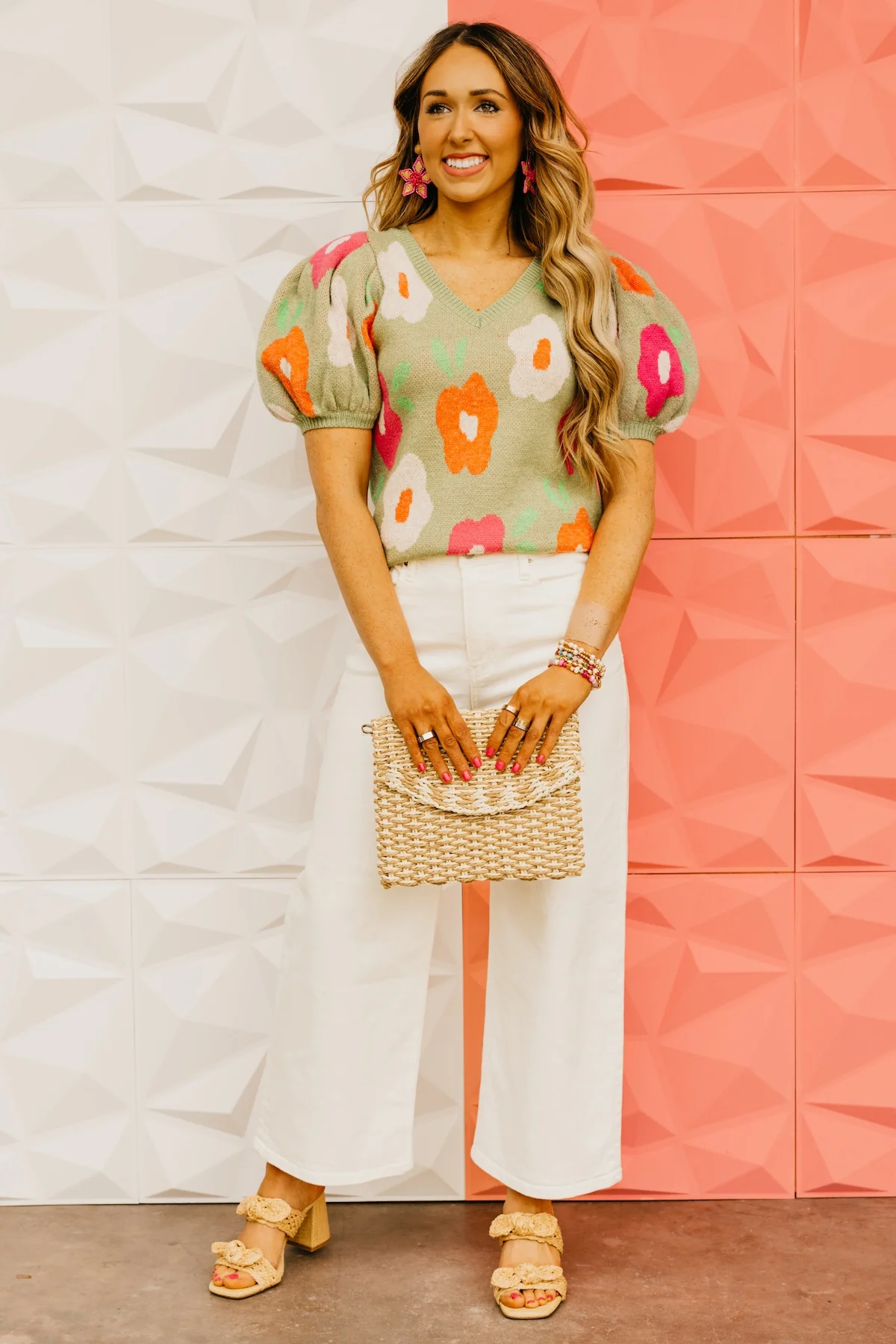 The Gracelyn Floral Puff Sleeve Sweater Top - Image 2