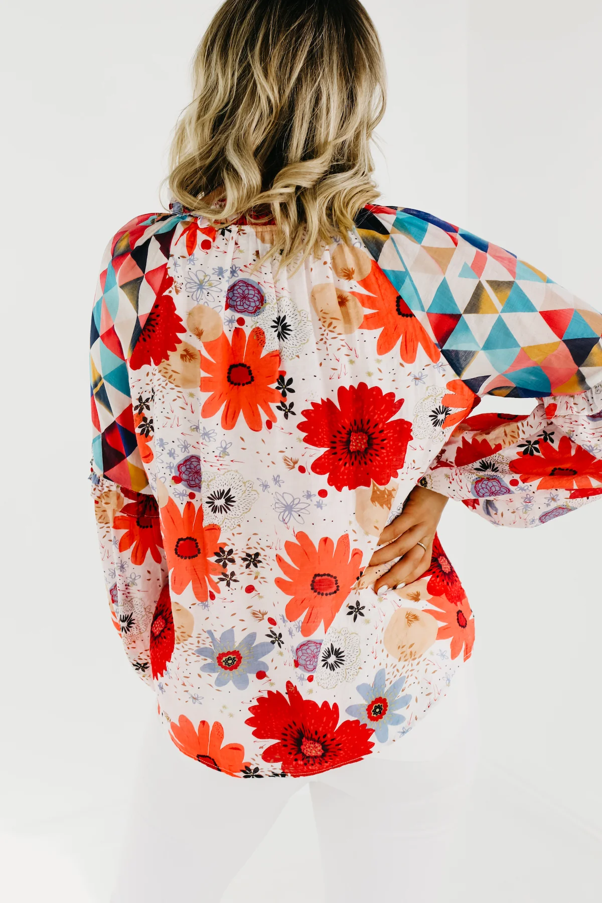 The Haven Mix Print Floral Henley Blouse - FINAL SALE - Image 11