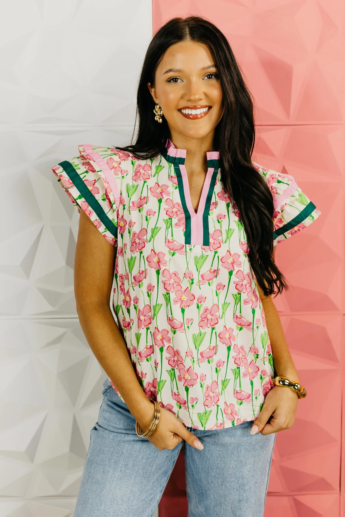 The Hayden Flutter Sleeve Floral Blouse - Image 6