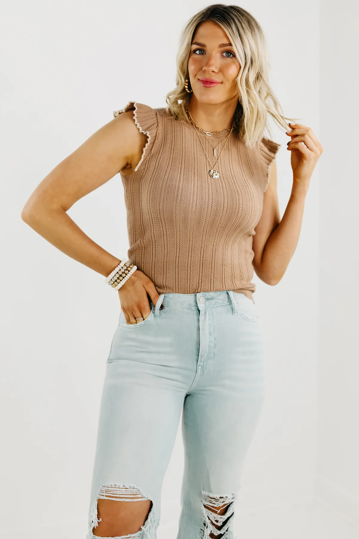 The Ingrid Flutter Sleeve Sweater Top - FINAL SALE - Image 3