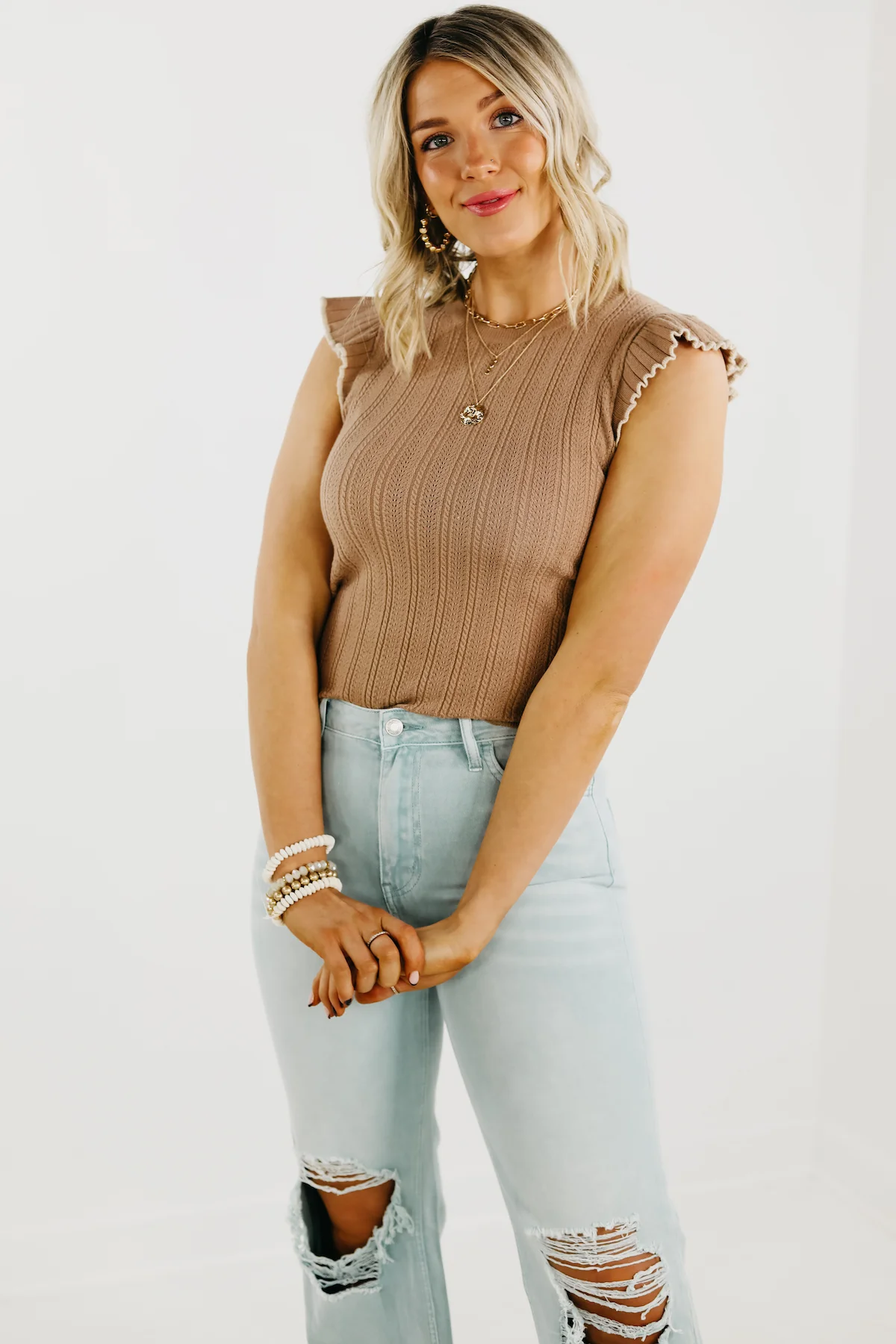 The Ingrid Flutter Sleeve Sweater Top - FINAL SALE - Image 5
