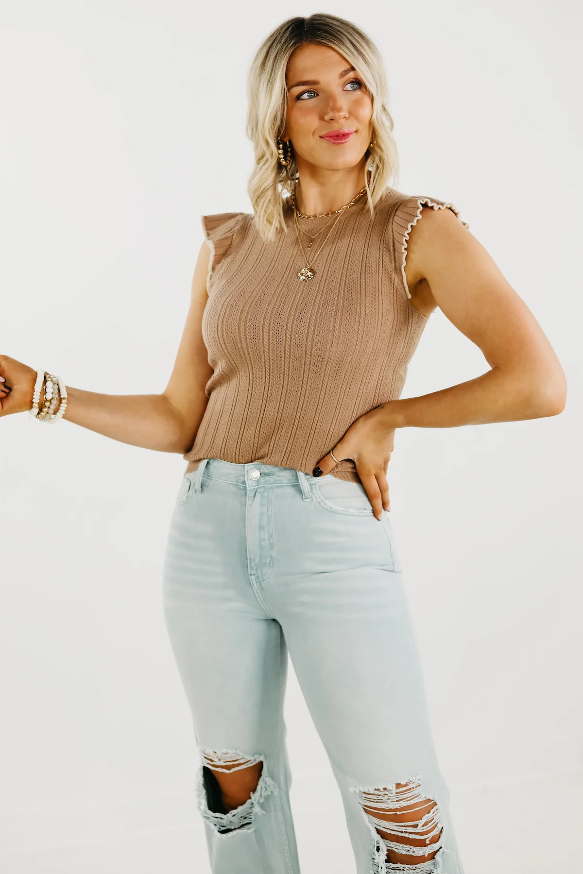 The Ingrid Flutter Sleeve Sweater Top - FINAL SALE - Image 7