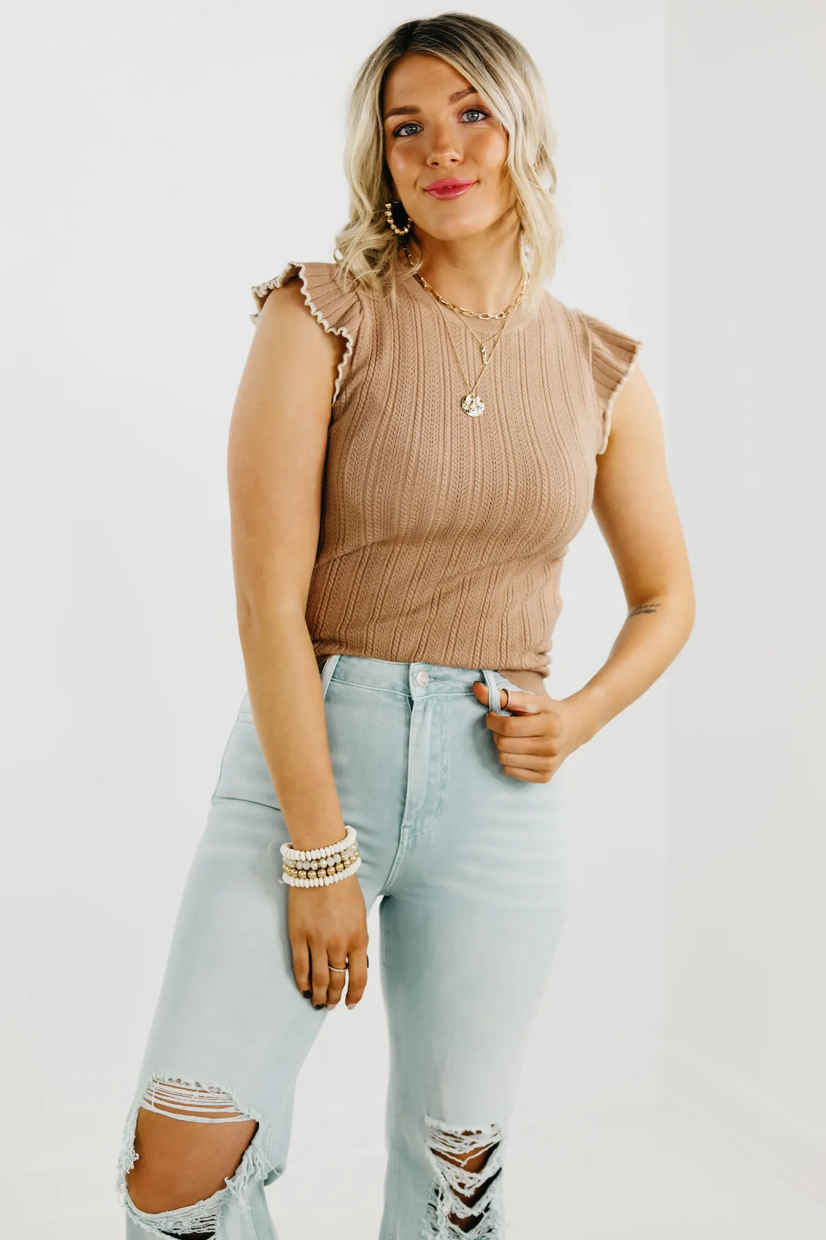 The Ingrid Flutter Sleeve Sweater Top - FINAL SALE - Image 9