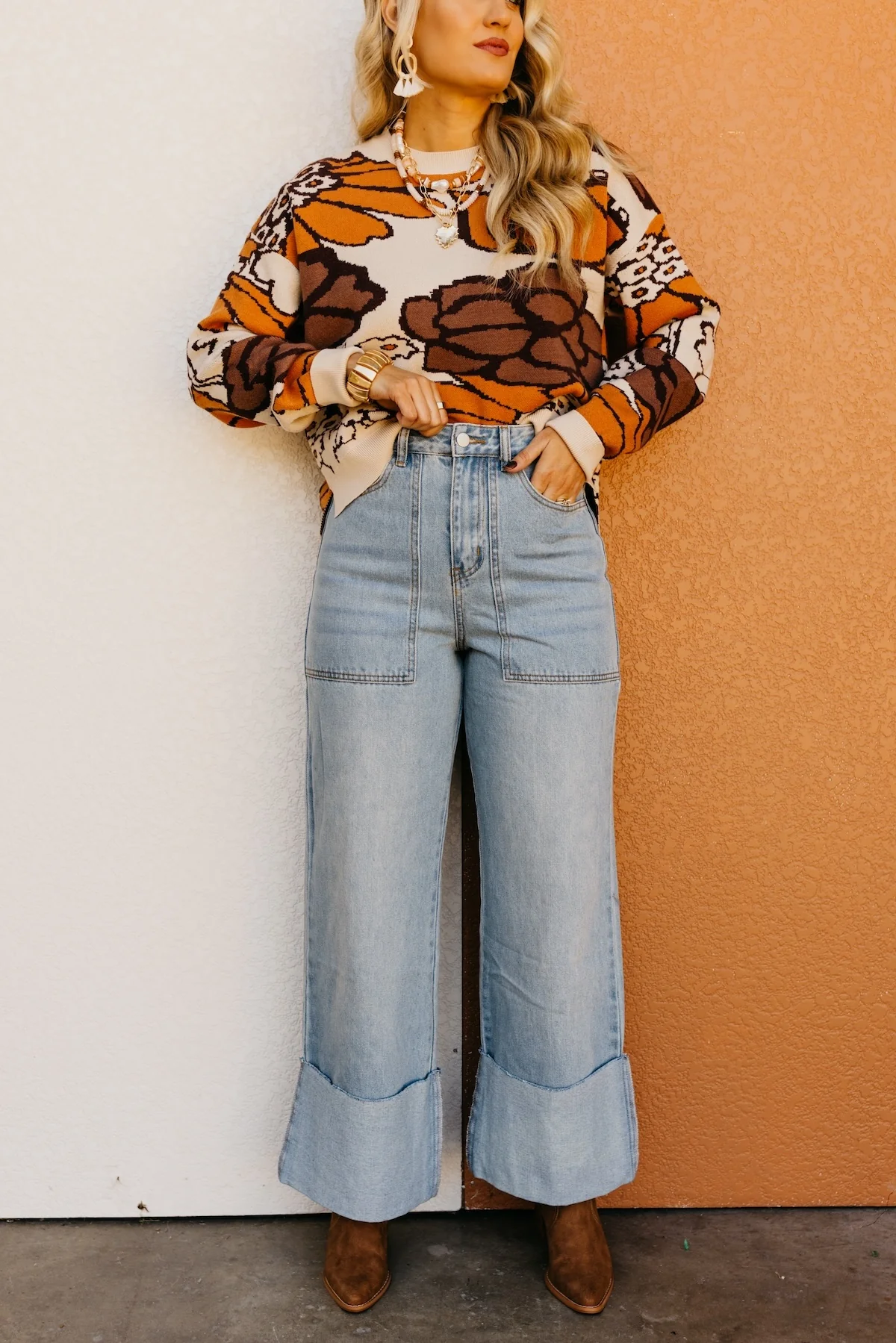 The Isaac Wide Leg Cuff Denim - Image 5