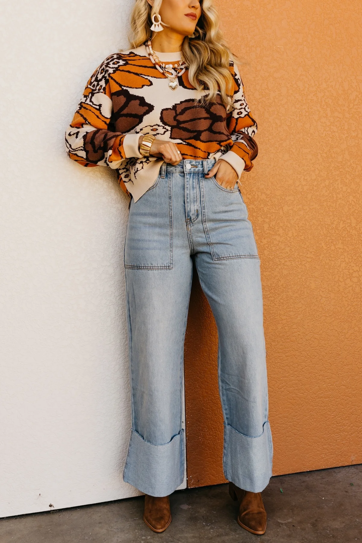 The Isaac Wide Leg Cuff Denim - Image 6