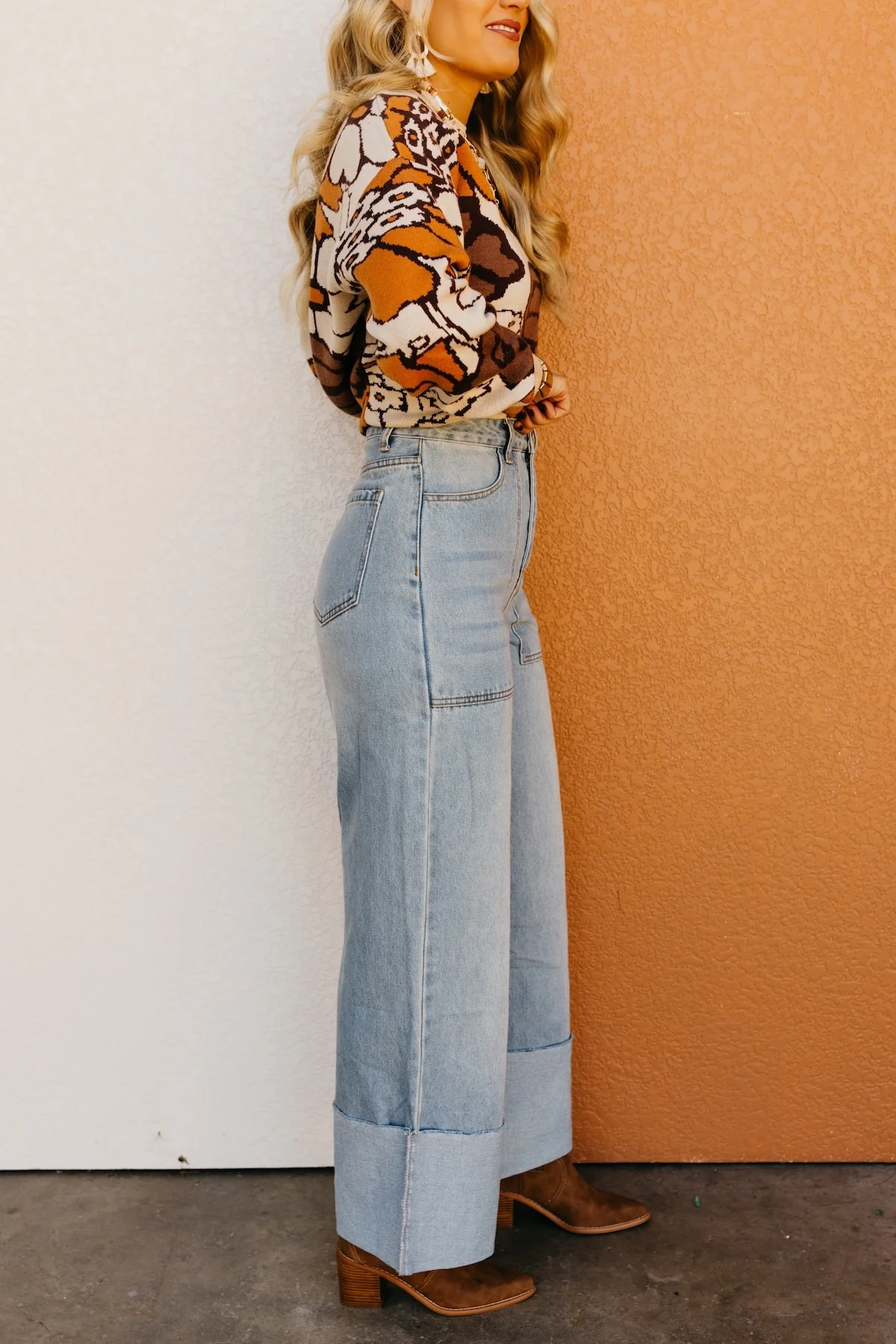 The Isaac Wide Leg Cuff Denim - Image 7