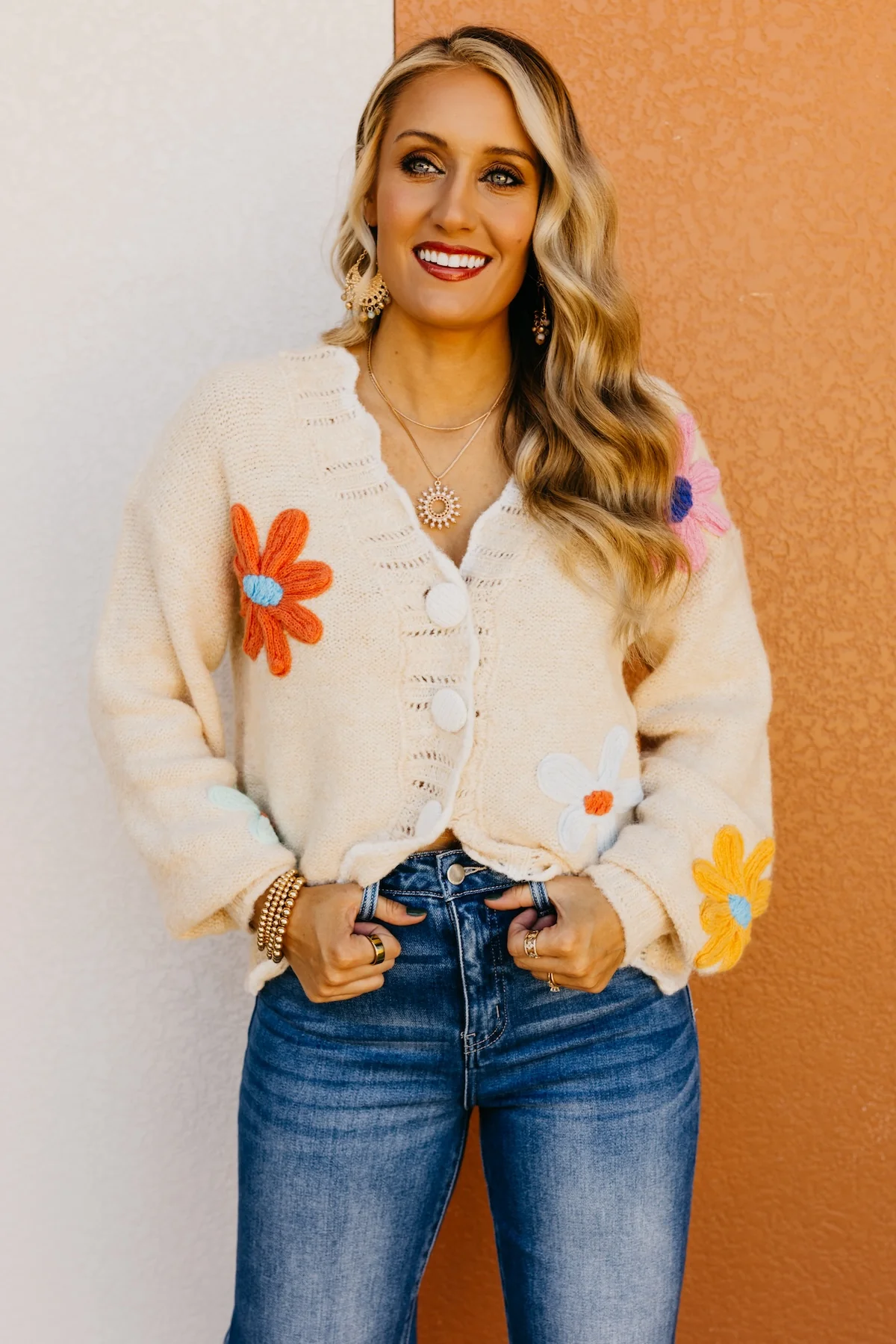 The Isabella Floral Scallop Cardigan - Image 3